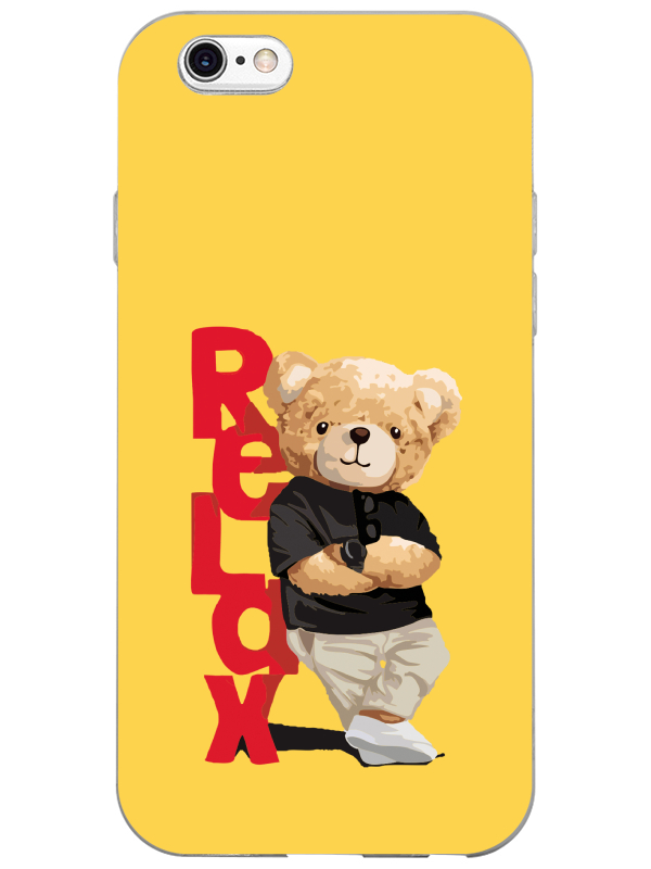 iPhone%206%20Teddy%20Bear%20Relax%20Sarı%20Telefon%20Kılıfı