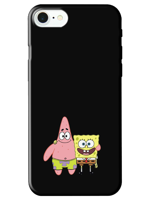 iPhone%207%20Sünger%20Bob%20Ve%20Patrickstar%20Siyah%20Telefon%20Kılıfı