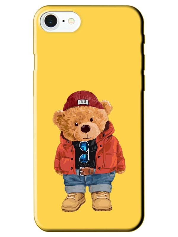 iPhone%207%20Teddy%20Bear%20Sarı%20Telefon%20Kılıfı