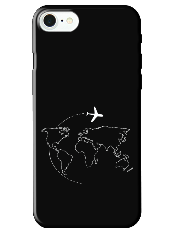 iPhone%207%20Harita%20Uçak%20Siyah%20Telefon%20Kılıfı