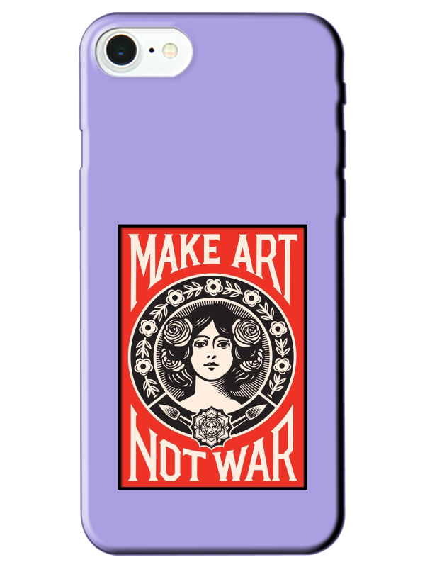 iPhone%207%20Make%20Art%20Not%20War%20Lila%20Telefon%20Kılıfı