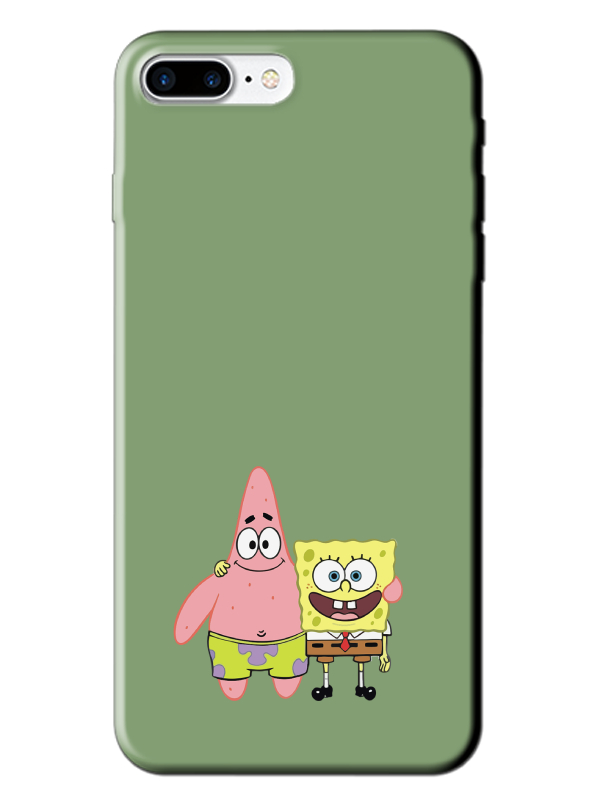 iPhone%207%20Plus%20Sünger%20Bob%20Ve%20Patrickstar%20Yeşil%20Telefon%20Kılıfı