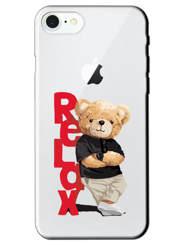 iPhone%208%20Teddy%20Bear%20Relax%20Şeffaf%20Telefon%20Kılıfı