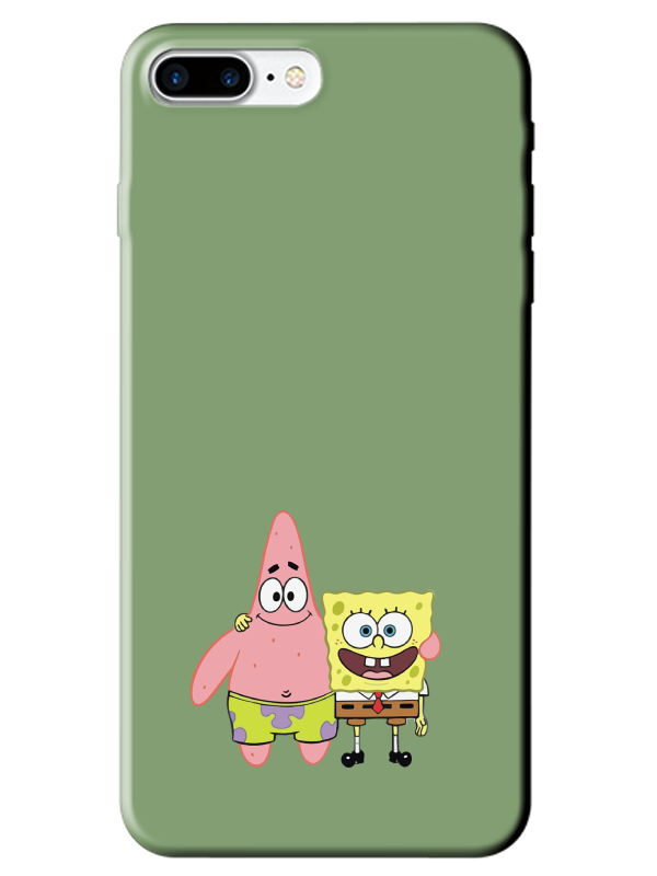 iPhone%208%20Plus%20Sünger%20Bob%20Ve%20Patrickstar%20Yeşil%20Telefon%20Kılıfı