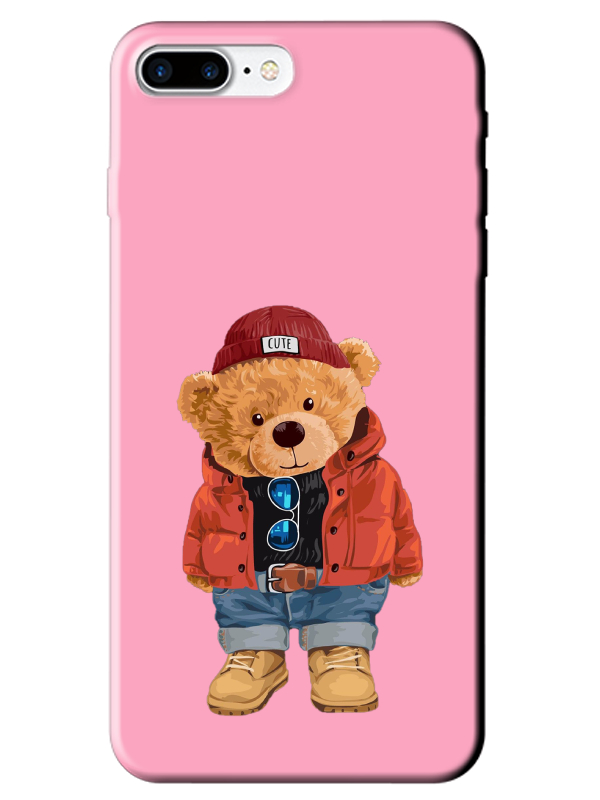 iPhone%208%20Plus%20Teddy%20Bear%20Pembe%20Telefon%20Kılıfı