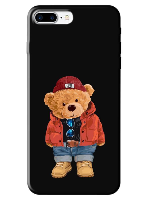 iPhone%208%20Plus%20Teddy%20Bear%20Siyah%20Telefon%20Kılıfı