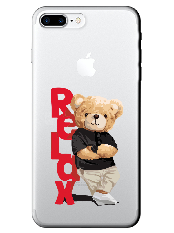 iPhone%208%20Plus%20Teddy%20Bear%20Relax%20Şeffaf%20Telefon%20Kılıfı