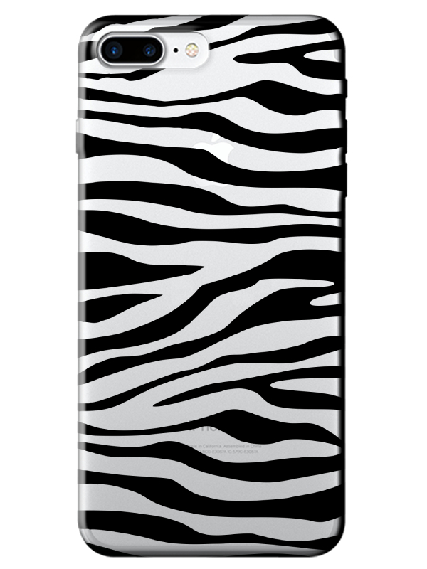 iPhone%208%20Plus%20Zebra%20Desen%20Şeffaf%20Telefon%20Kılıfı