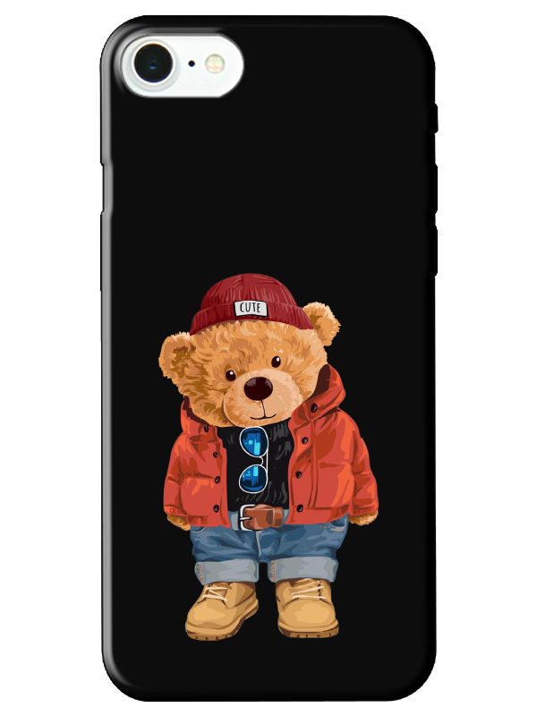 iPhone%20SE%202022%20Teddy%20Bear%20Siyah%20Telefon%20Kılıfı