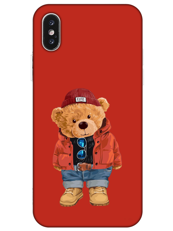 iPhone%20X%20Teddy%20Bear%20Kırmızı%20Telefon%20Kılıfı