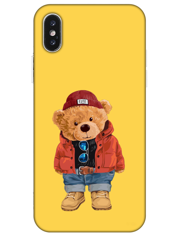 iPhone%20X%20Teddy%20Bear%20Sarı%20Telefon%20Kılıfı