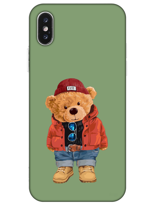 iPhone%20X%20Teddy%20Bear%20Yeşil%20Telefon%20Kılıfı