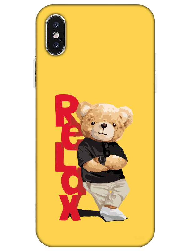 iPhone%20X%20Teddy%20Bear%20Relax%20Sarı%20Telefon%20Kılıfı