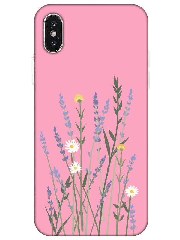 iPhone%20X%20Lavanta%20Desenli%20Pembe%20Telefon%20Kılıfı