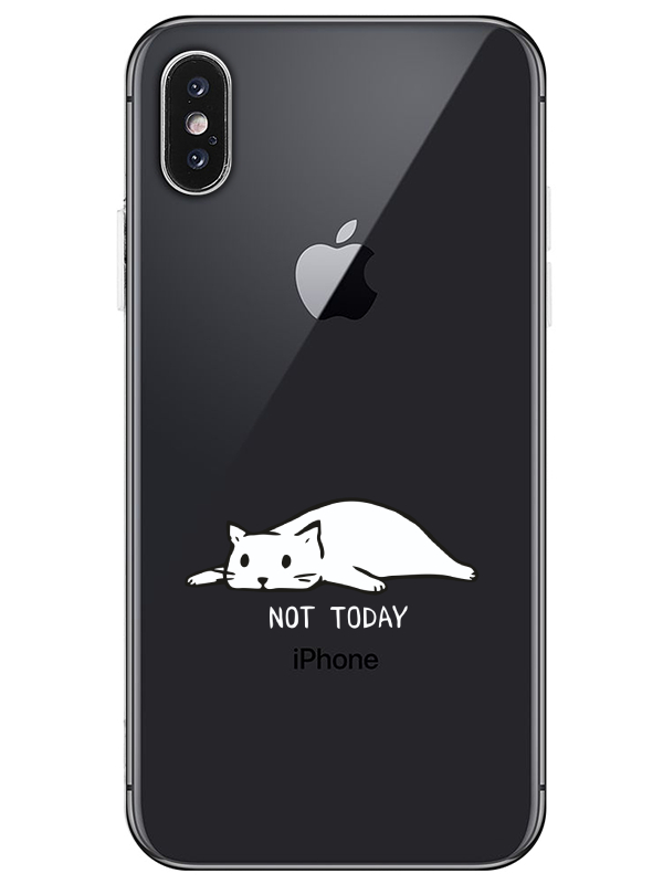 iPhone%20X%20Not%20Today%20Kedi%20Şeffaf%20Telefon%20Kılıfı