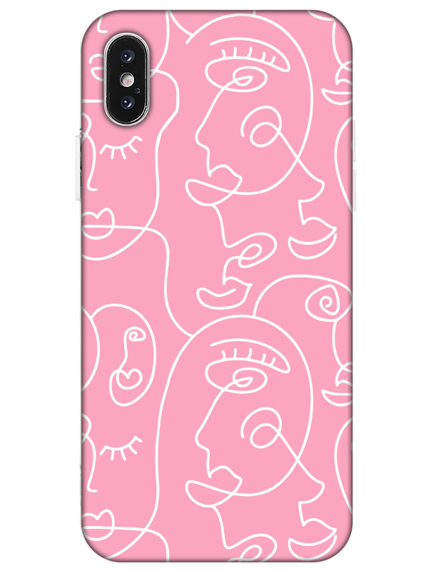 iPhone%20X%20Face%20Art%20Pembe%20Telefon%20Kılıfı