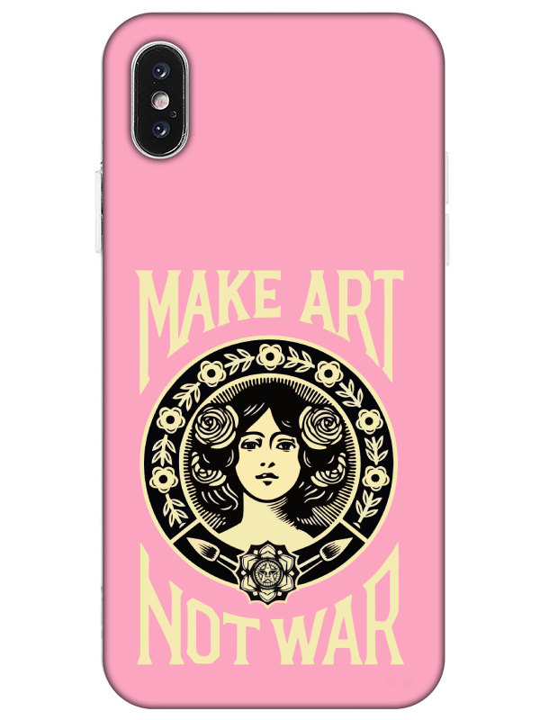 iPhone%20X%20Make%20Art%20Not%20War%20Pembe%20Telefon%20Kılıfı