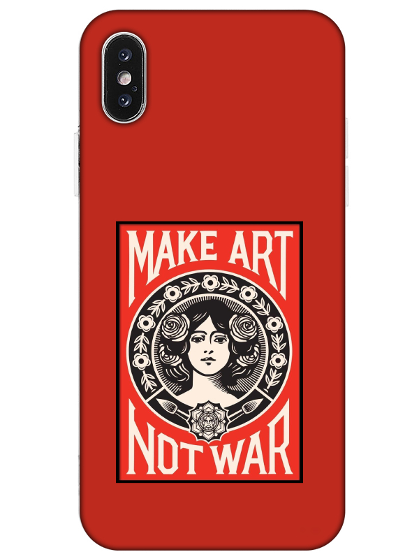 iPhone%20X%20Make%20Art%20Not%20War%20Kırmızı%20Telefon%20Kılıfı