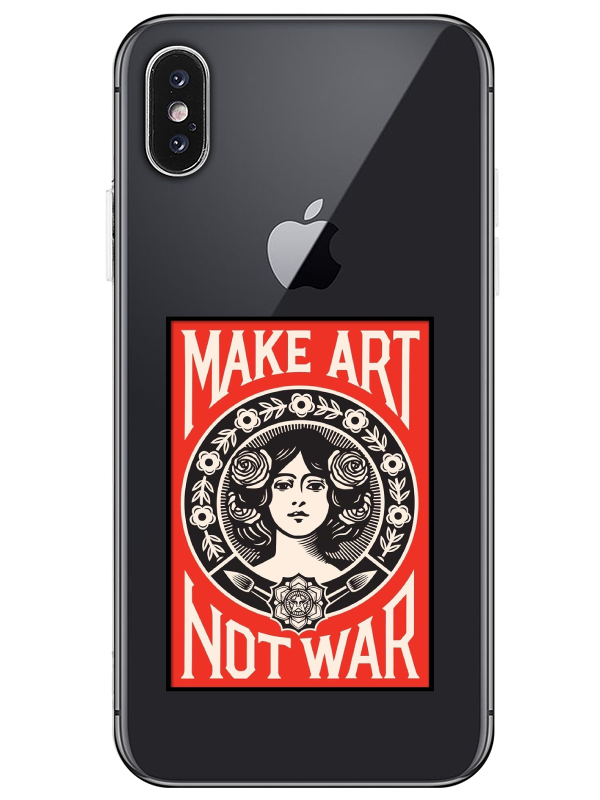 iPhone%20X%20Make%20Art%20Not%20War%20Şeffaf%20Telefon%20Kılıfı