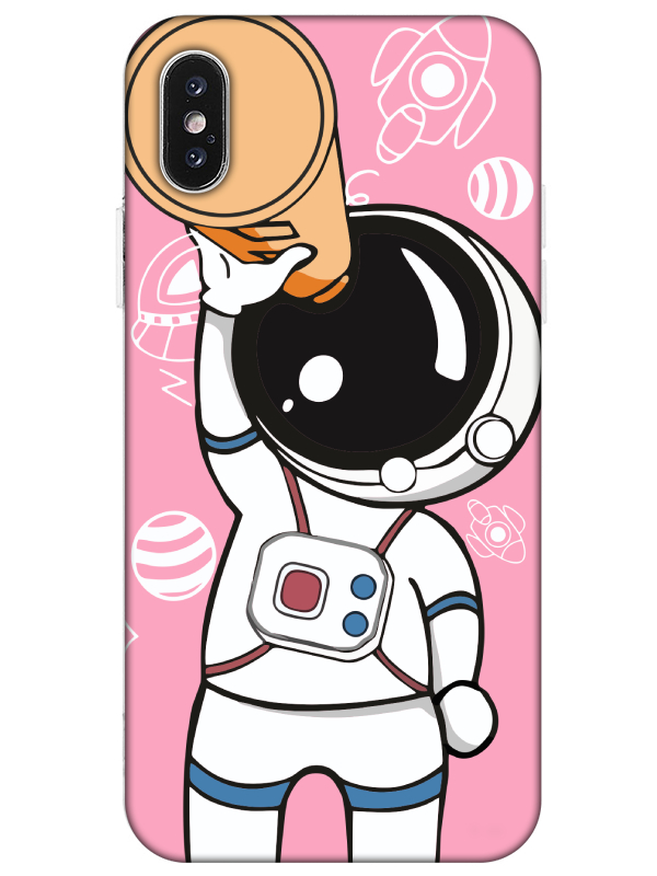 iPhone%20X%20Astronot%20Pembe%20Telefon%20Kılıfı