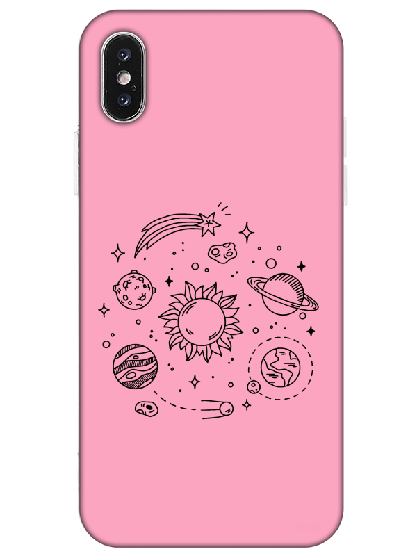 iPhone%20X%20Gezegen%20Pembe%20Telefon%20Kılıfı