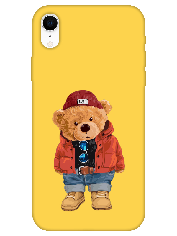 iPhone%20XR%20Teddy%20Bear%20Sarı%20Telefon%20Kılıfı