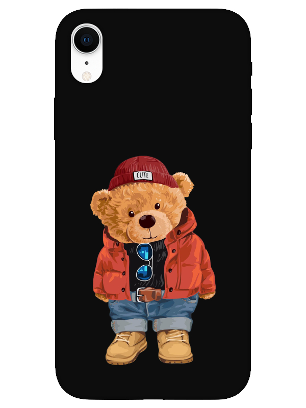 iPhone%20XR%20Teddy%20Bear%20Siyah%20Telefon%20Kılıfı