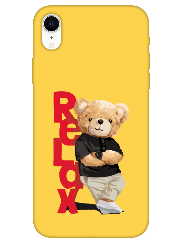 iPhone%20XR%20Teddy%20Bear%20Relax%20Sarı%20Telefon%20Kılıfı