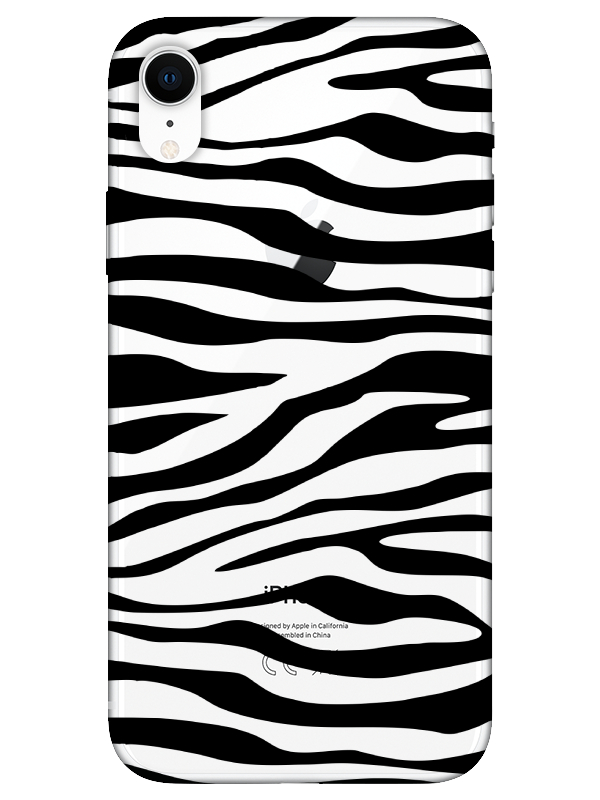 iPhone%20XR%20Zebra%20Desen%20Şeffaf%20Telefon%20Kılıfı