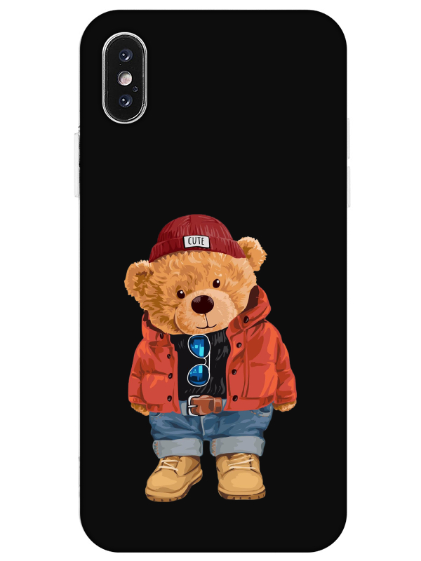 iPhone%20XS%20Teddy%20Bear%20Siyah%20Telefon%20Kılıfı