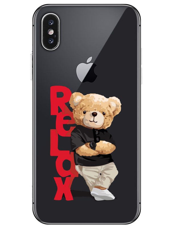 iPhone%20XS%20Teddy%20Bear%20Relax%20Şeffaf%20Telefon%20Kılıfı