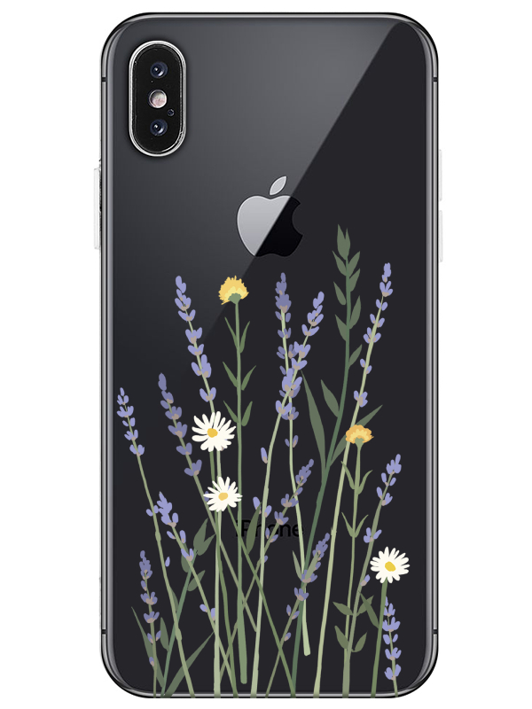 iPhone%20XS%20Lavanta%20Desenli%20Şeffaf%20Telefon%20Kılıfı