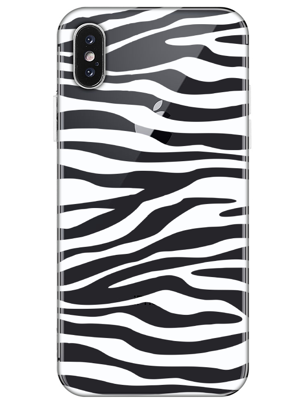 iPhone%20XS%20Zebra%20Desen%20Şeffaf%20Telefon%20Kılıfı