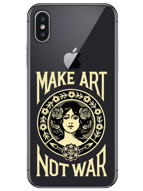 iPhone%20XS%20Make%20Art%20Not%20War%20Şeffaf%20Telefon%20Kılıfı