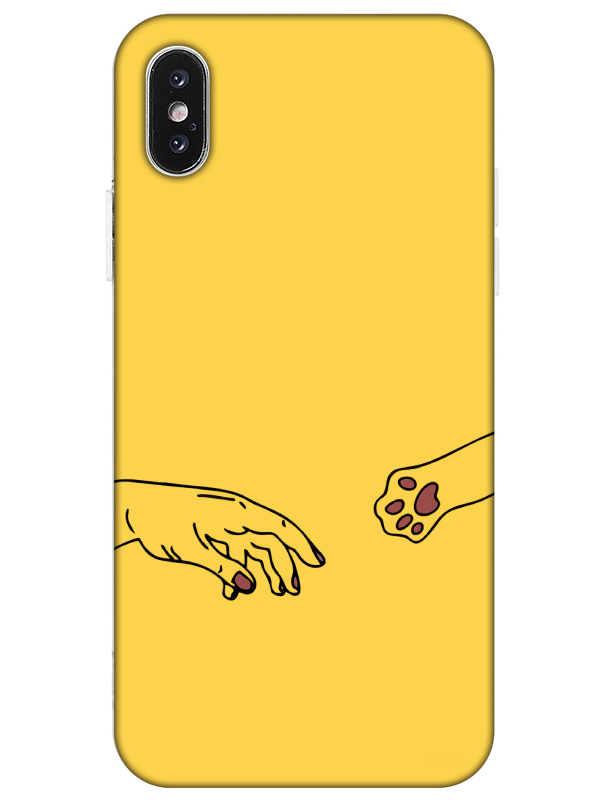 iPhone%20XS%20Max%20Hand%20And%20Paw%20Sarı%20Telefon%20Kılıfı