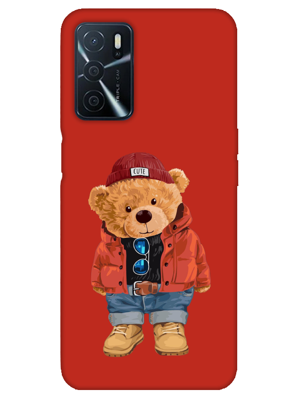 Oppo%20A16%20Teddy%20Bear%20Kırmızı%20Telefon%20Kılıfı