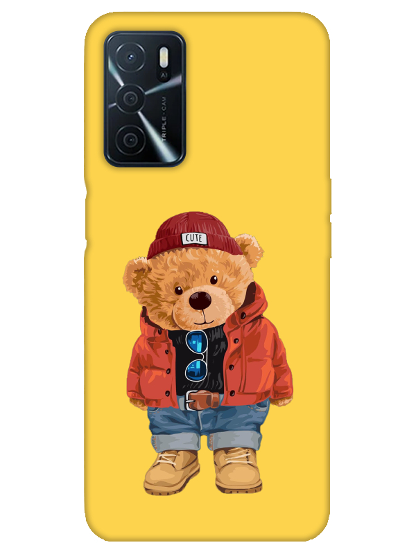 Oppo%20A16%20Teddy%20Bear%20Sarı%20Telefon%20Kılıfı