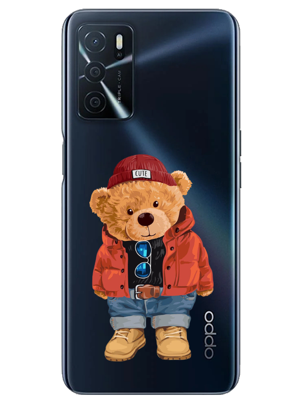 Oppo%20A16%20Teddy%20Bear%20Şeffaf%20Telefon%20Kılıfı