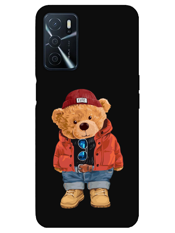 Oppo%20A16%20Teddy%20Bear%20Siyah%20Telefon%20Kılıfı