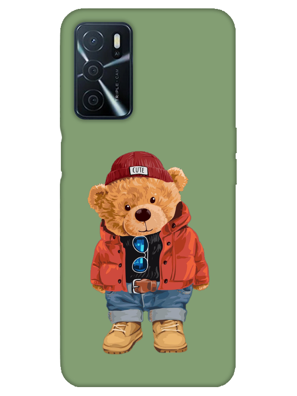 Oppo%20A16%20Teddy%20Bear%20Yeşil%20Telefon%20Kılıfı