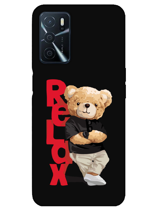 Oppo%20A16%20Teddy%20Bear%20Relax%20Siyah%20Telefon%20Kılıfı