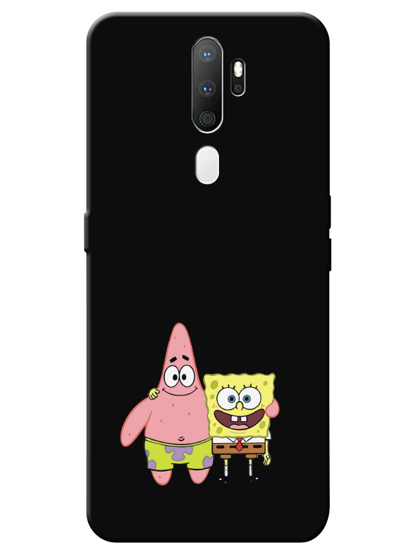 Oppo%20A5%202020%20Sünger%20Bob%20Ve%20Patrickstar%20Siyah%20Telefon%20Kılıfı