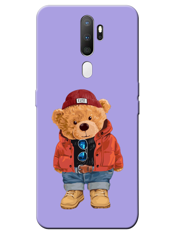 Oppo%20A5%202020%20Teddy%20Bear%20Lila%20Telefon%20Kılıfı