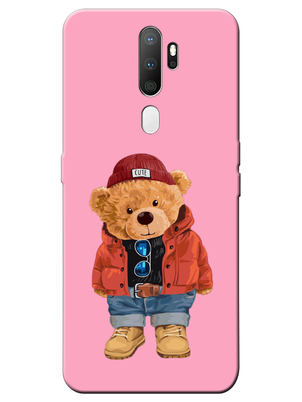 Oppo%20A5%202020%20Teddy%20Bear%20Pembe%20Telefon%20Kılıfı