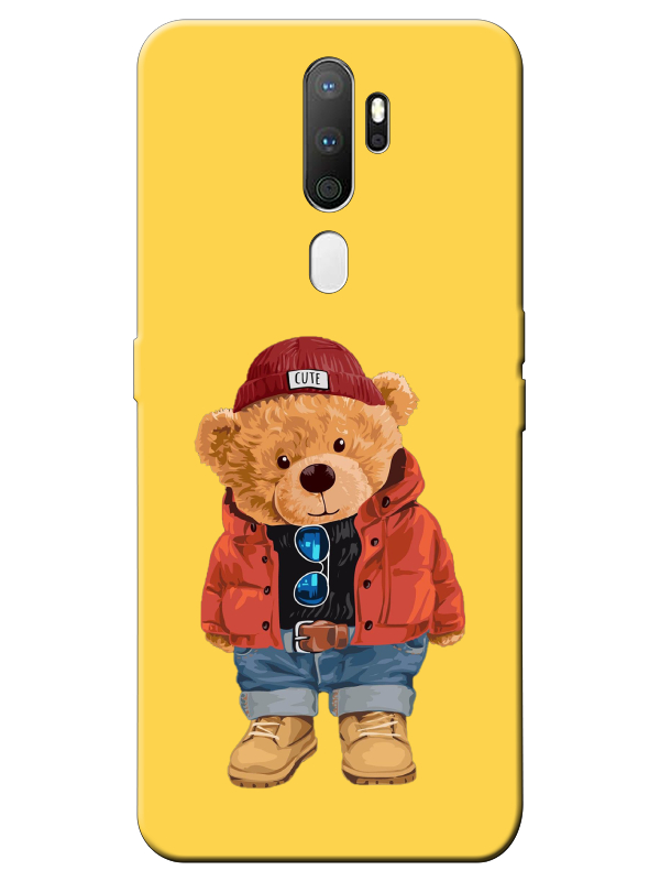 Oppo%20A5%202020%20Teddy%20Bear%20Sarı%20Telefon%20Kılıfı