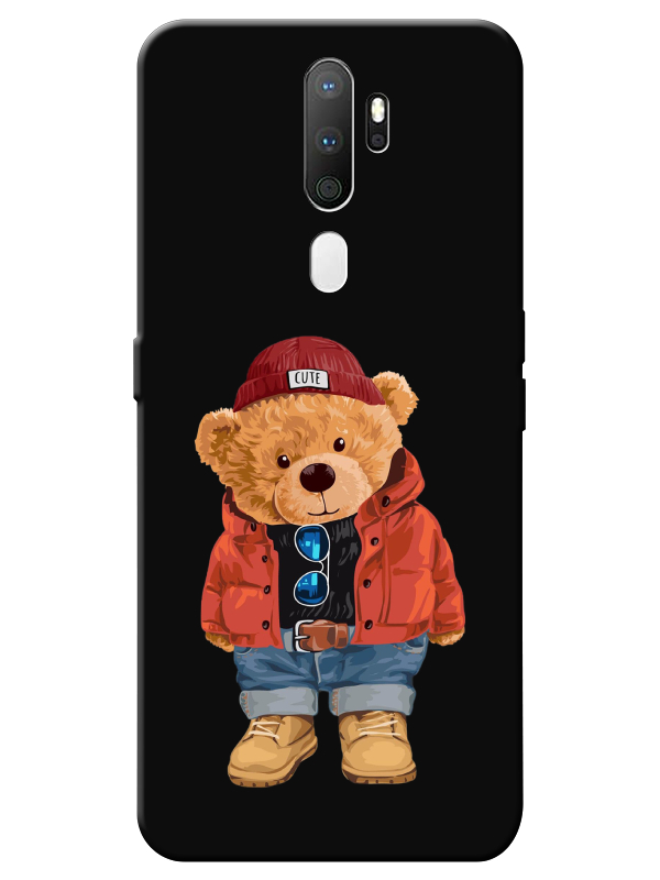 Oppo%20A5%202020%20Teddy%20Bear%20Siyah%20Telefon%20Kılıfı