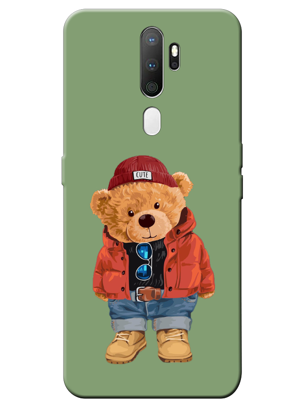 Oppo%20A5%202020%20Teddy%20Bear%20Yeşil%20Telefon%20Kılıfı