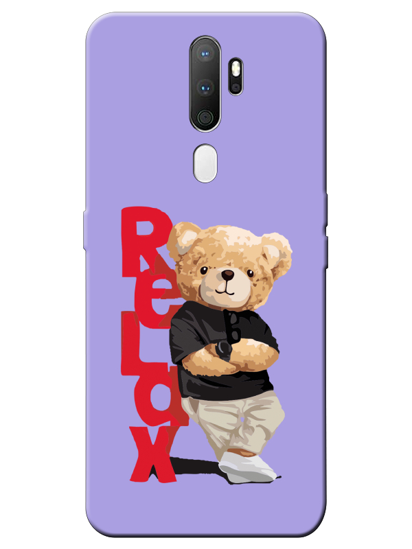 Oppo%20A5%202020%20Teddy%20Bear%20Relax%20Lila%20Telefon%20Kılıfı