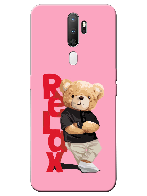 Oppo%20A5%202020%20Teddy%20Bear%20Relax%20Pembe%20Telefon%20Kılıfı