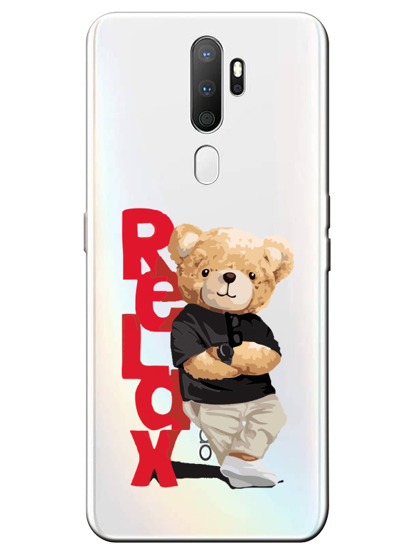 Oppo%20A5%202020%20Teddy%20Bear%20Relax%20Şeffaf%20Telefon%20Kılıfı